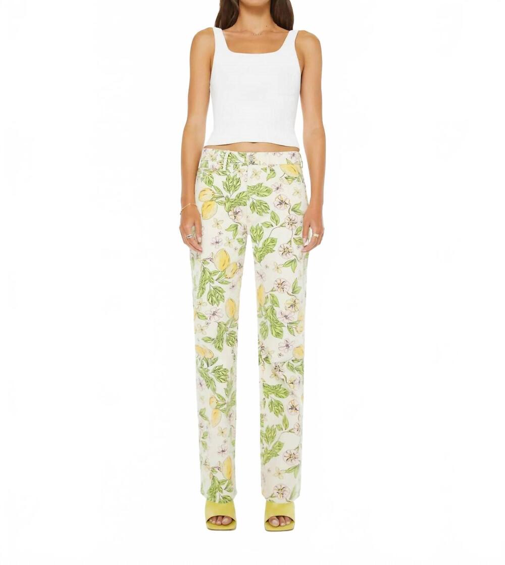 NEW MOTHER the kick it high-rise straight leg jeans in lemonade stand